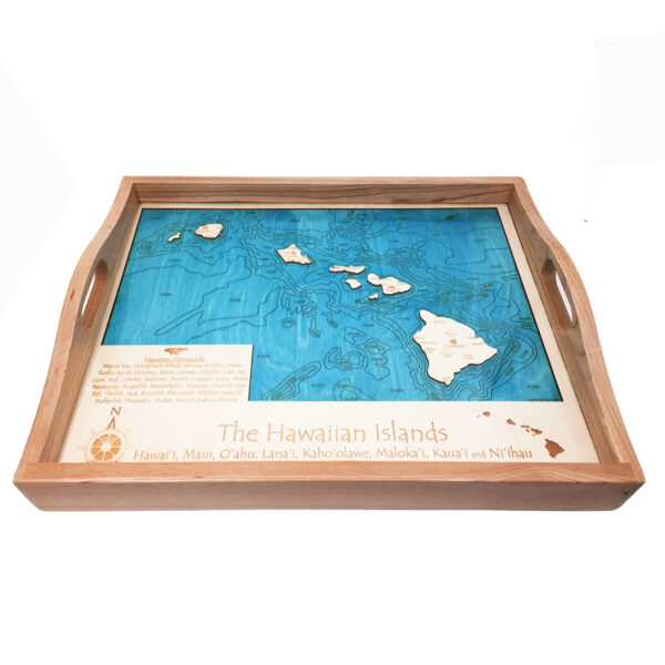 Hawaiian Islands Wood Map Serving Tray