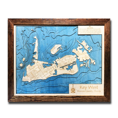 Key West map art in wood