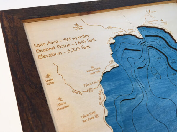 Lake Tahoe Nautical Wood Map