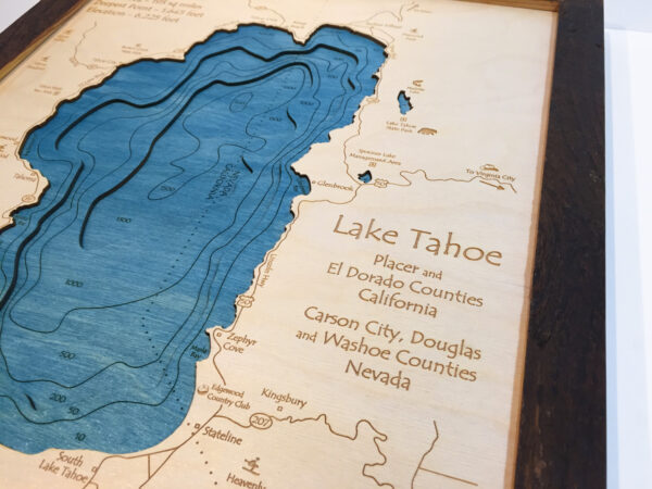 Lake Tahoe Nautical Wood Map