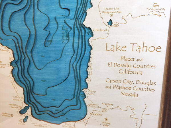 Lake Tahoe Nautical Wood Map