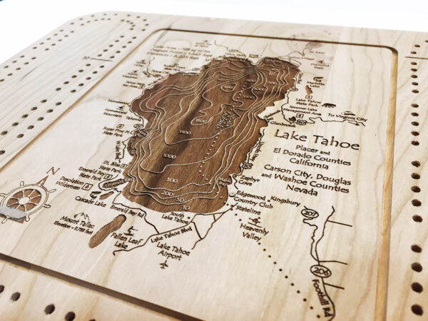 Lake tahoe wooden cribbage board