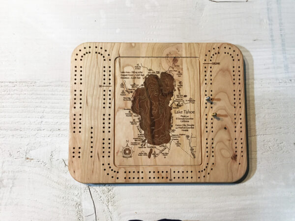 cribbage board, laser etched, lake tahoe