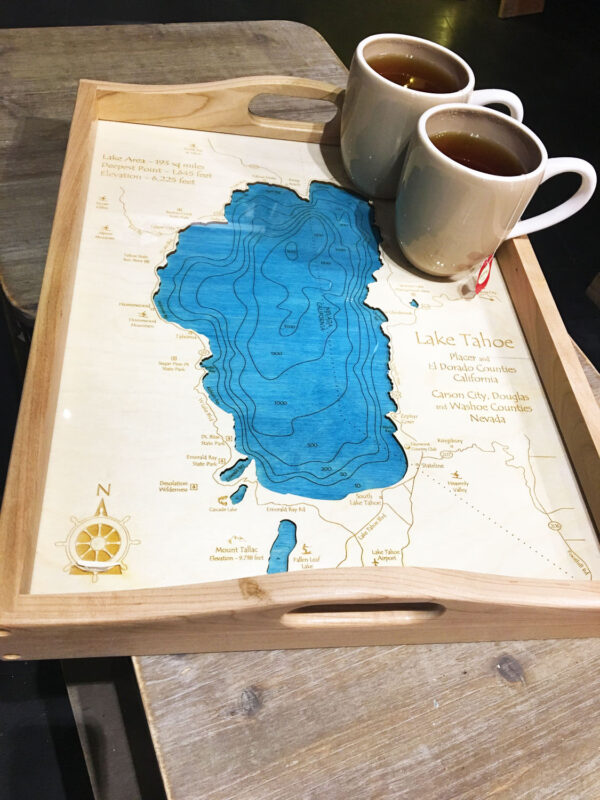 Lake Tahoe Nautical Wood Map