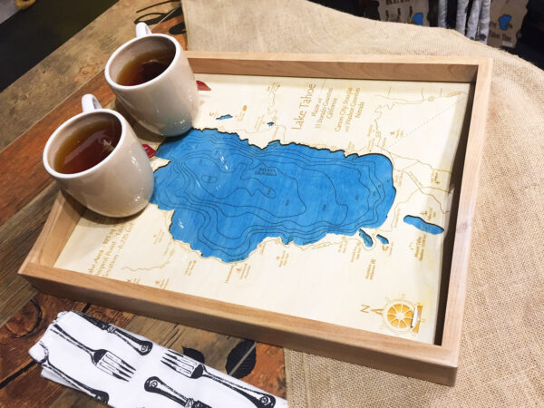 Lake Tahoe Nautical Wood Map