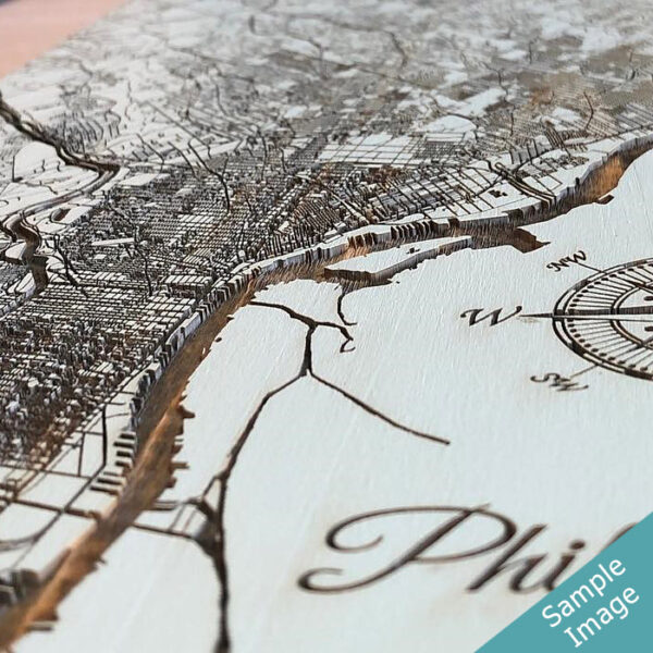 Wood carved map, laser-engraved wooden map