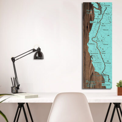 Pacifict Crest Trail Wood Map, Hiking Wall Art