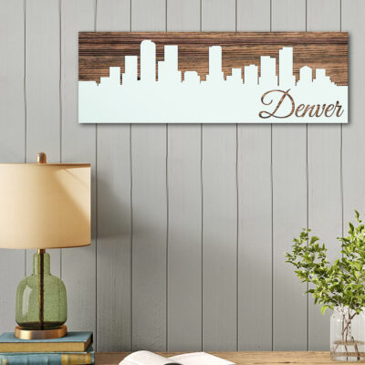 Denver Colorado Skyline Carved Wood Wall Art Sign