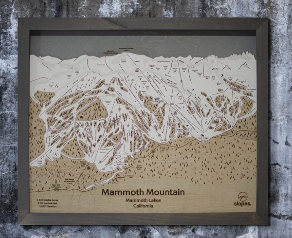 Mammoth Mountain Ski Map Rustic Cabin Decor Wooden Map Art