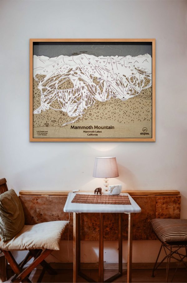 Mammoth Mountain Ski Map Rustic Cabin Decor Wooden Map Art