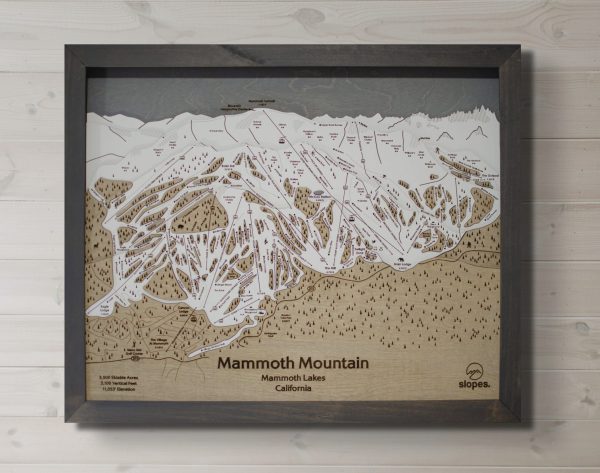 Mammoth Mountain Ski Map Rustic Cabin Decor Wooden Map Art