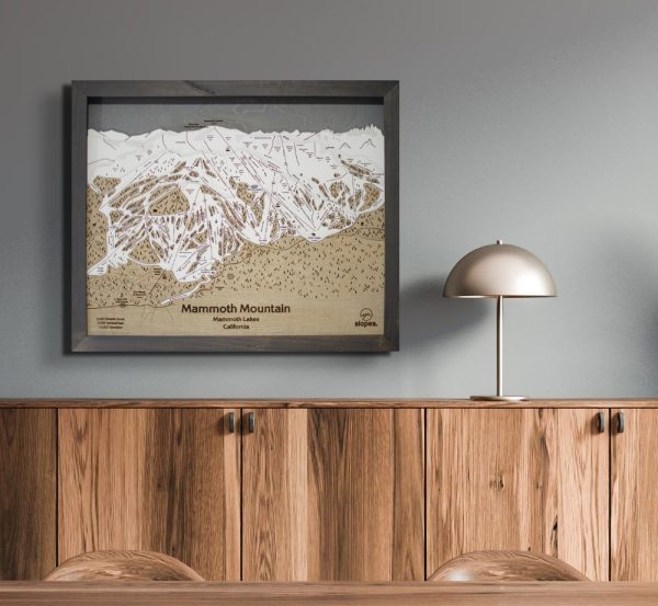 Mammoth Mountain Ski Map Rustic Cabin Decor Wooden Map Art