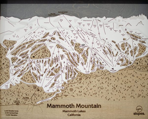 Mammoth Mountain Ski Map Rustic Cabin Decor Wooden Map Art