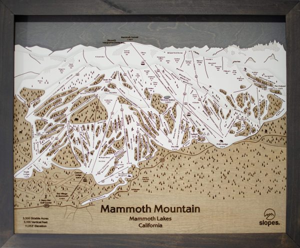 Mammoth Mountain Ski Map Rustic Cabin Decor Wooden Map Art