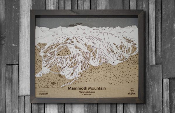 Mammoth Mountain Ski Map Rustic Cabin Decor Wooden Map Art