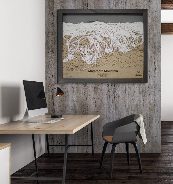 Mammoth Mountain Ski Map Rustic Cabin Decor Wooden Map Art