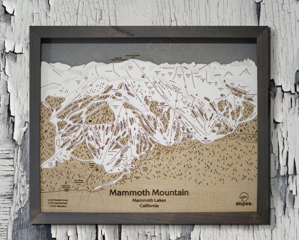 Mammoth Mountain Ski Map Rustic Cabin Decor Wooden Map Art