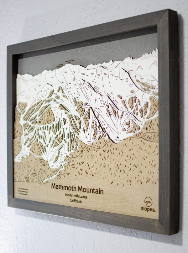 Mammoth Mountain Ski Map Rustic Cabin Decor Wooden Map Art