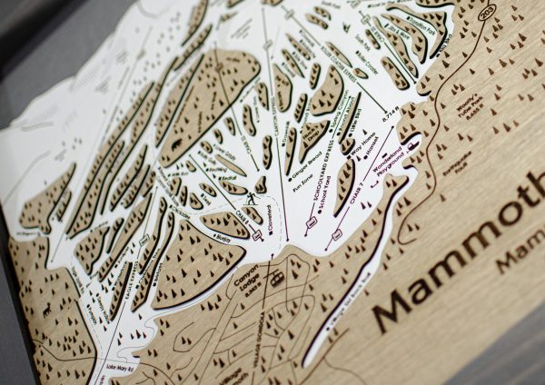 Mammoth Mountain Ski Map Rustic Cabin Decor Wooden Map Art