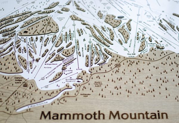 Mammoth Mountain Ski Map Rustic Cabin Decor Wooden Map Art