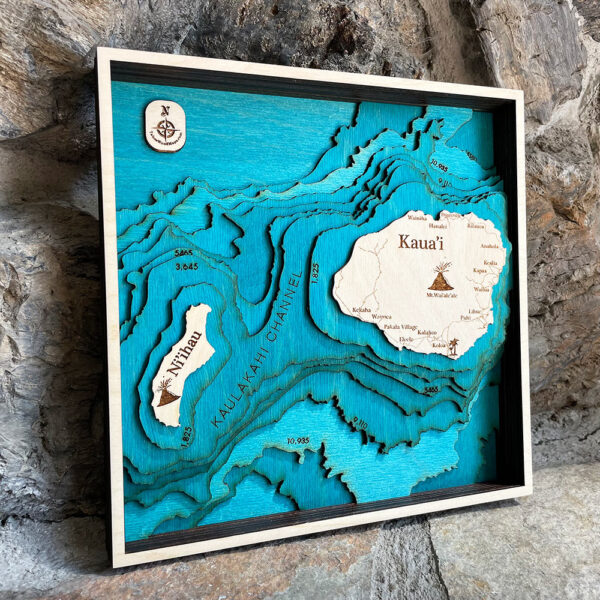 Kauai 3D Nautical Wood Chart