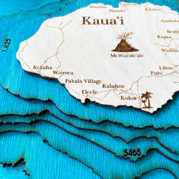 Kauai 3D Nautical Wood Chart