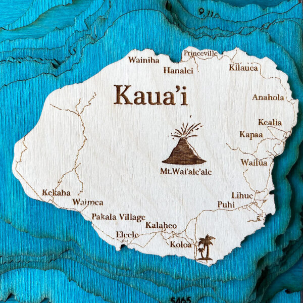 Kauai 3D Nautical Wood Chart