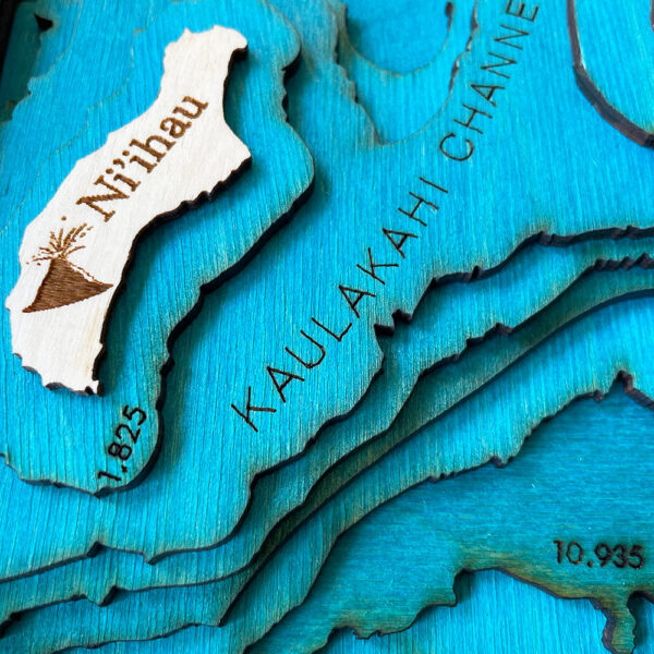 Kauai 3D Nautical Wood Chart