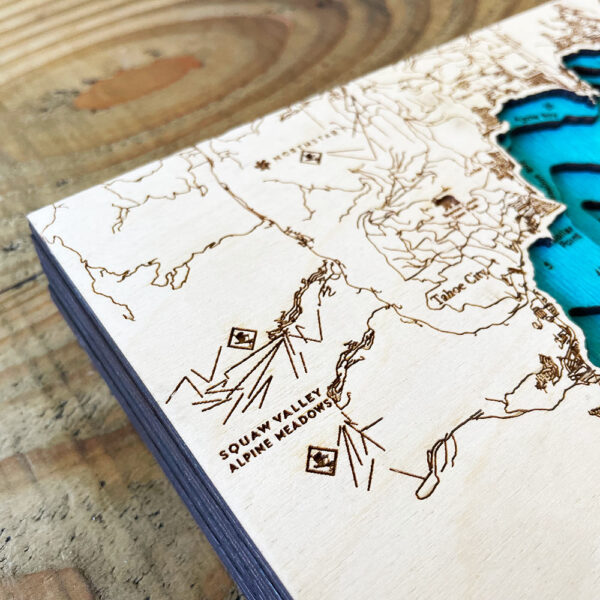 Mini 10" x 10" Lake Tahoe 3D Wood Map