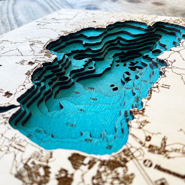 Mini 10" x 10" Lake Tahoe 3D Wood Map