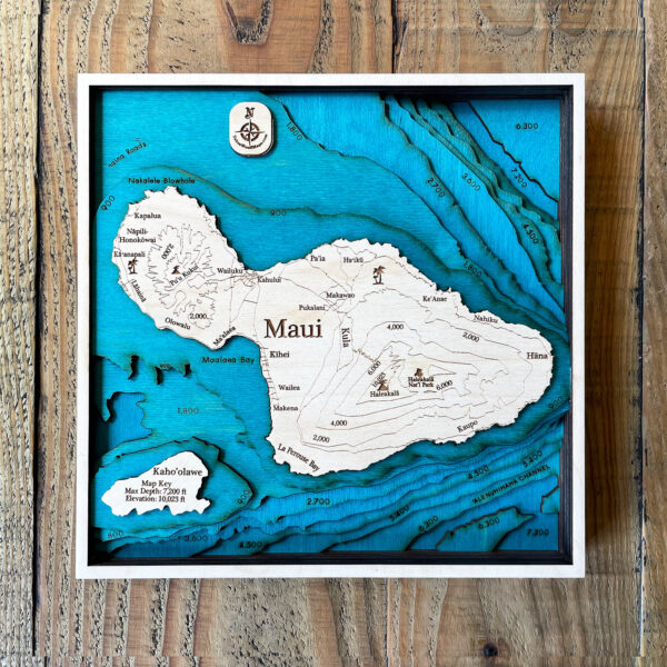 Maui 3D Nautical Wood Map