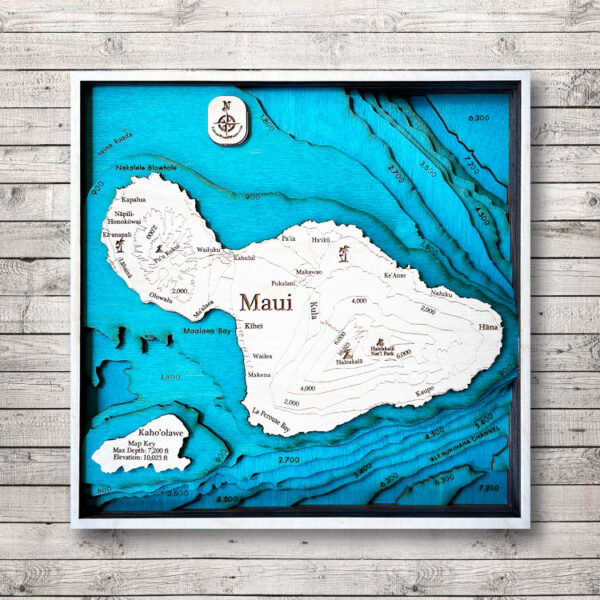 Maui 3D Nautical Wood Map