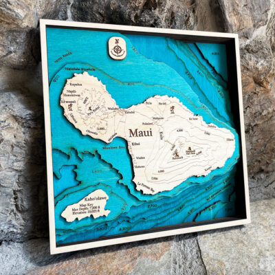 Maui 3D Nautical Wood Map