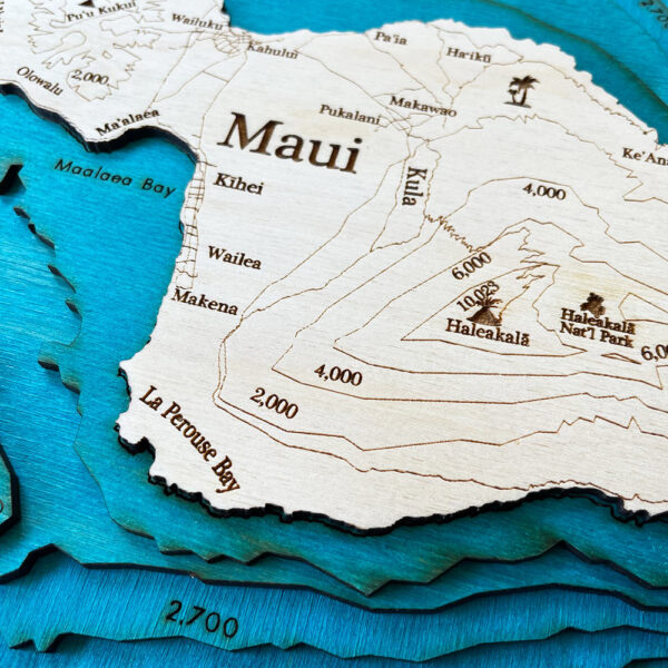 Maui 3D Nautical Wood Map