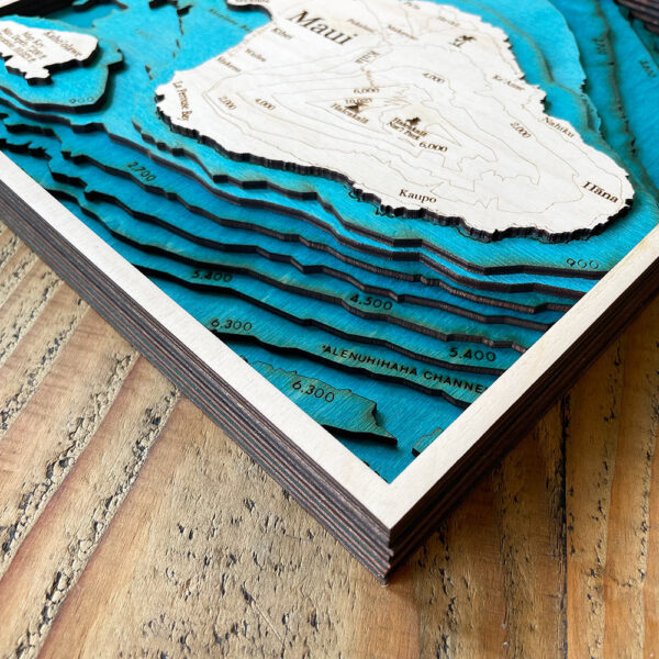 Maui 3D Nautical Wood Map