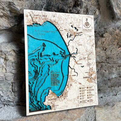 Monterey Bay 3D Nautical Wood Chart