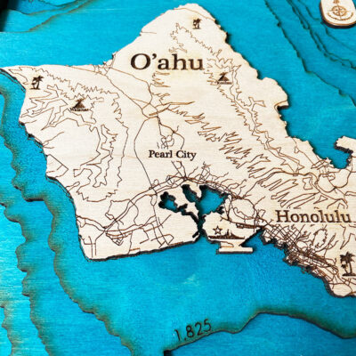 Oahu 3D Nautical Wood Map