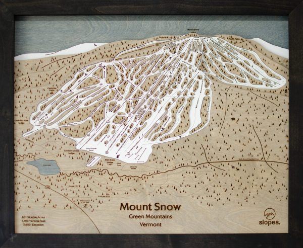 Mount Snow Vermont Ski Trail Map Wooden Decor