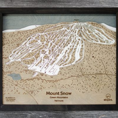 Mount Snow Vermont Ski Trail Map Wooden Decor