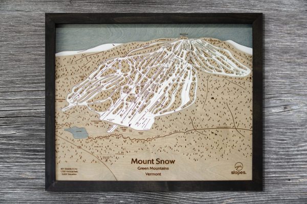 Mount Snow Vermont Ski Trail Map Wooden Decor