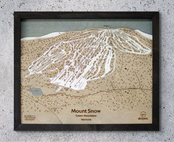 Mount Snow Vermont Ski Trail Map Wooden Decor