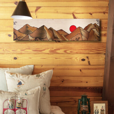 Wood Mountain Wall Art, Mountain Art printed on Wood