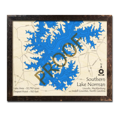 Lake Norman Wood Map