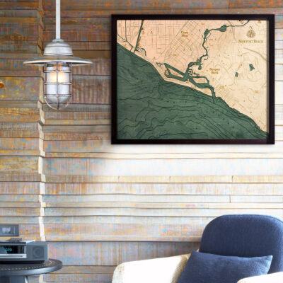 Newport Beach CA 3d wood map, Newport Beach poster