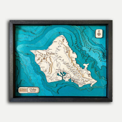 Oahu Wood Map, 3D Nautical Wood Wall Art