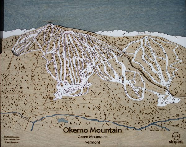 Okemo Mountain Vermont Ski Resort Map Wooden Decor