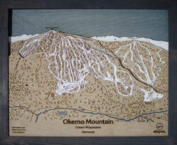 Okemo Mountain Vermont Ski Resort Map Wooden Decor