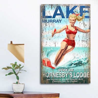 Water Skiing SIgn, personalized cabin decor, rustic sign