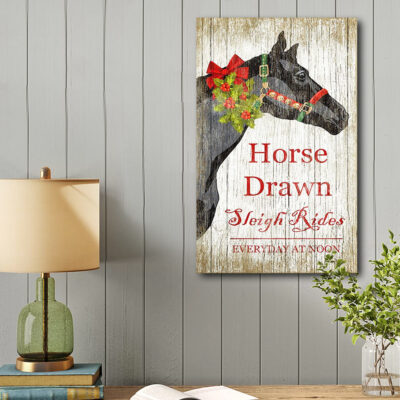 Vintage Christmas Horse Ranch Sign Custom Art