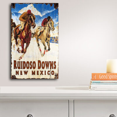 Retro Horse Racing Rudiso Downs Custom Vintage Wood Art Sign